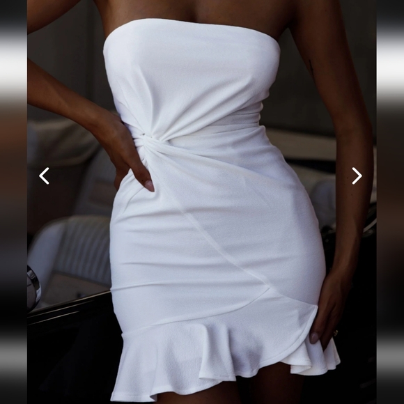 SELFIE LESLIE PROM QUEEN BANDEAU MINI DRESS WHITE - Picture 5 of 14